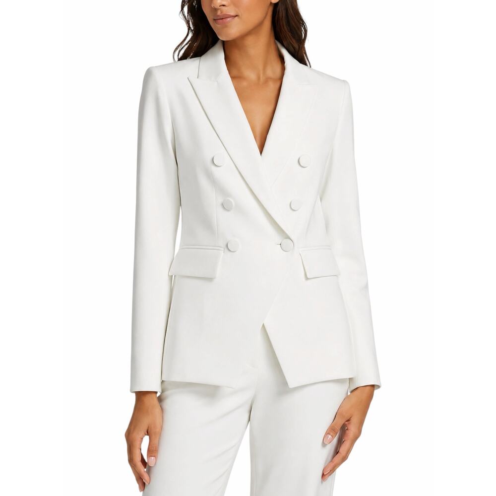 Veronica Beard Miller Dickey Jacket Blazer Satin Collar White Size 8